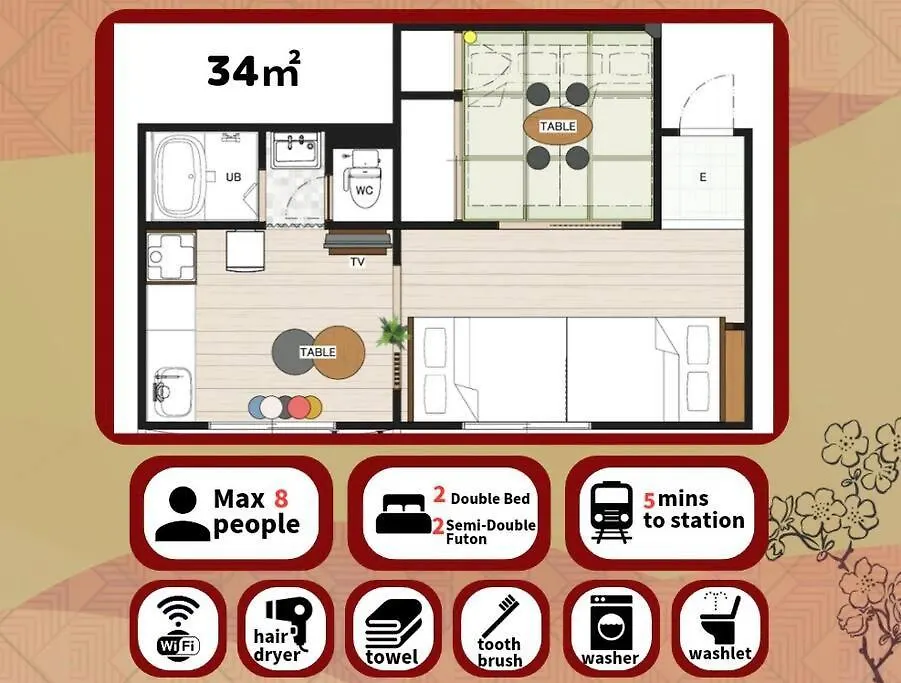 Апартаменты Guest House Kuromon403,徒歩すぐ黒門市場,難波,道頓堀近く Осака